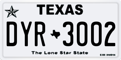 TX license plate DYR3002
