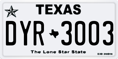 TX license plate DYR3003