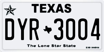 TX license plate DYR3004