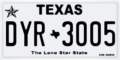TX license plate DYR3005