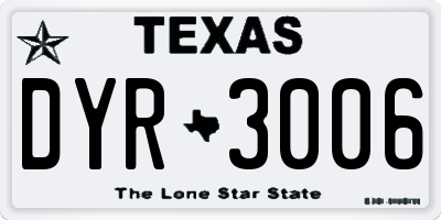 TX license plate DYR3006