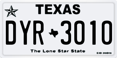 TX license plate DYR3010