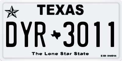 TX license plate DYR3011