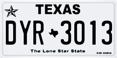 TX license plate DYR3013