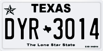 TX license plate DYR3014