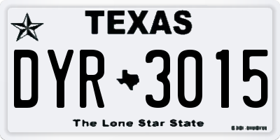 TX license plate DYR3015