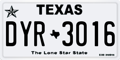 TX license plate DYR3016