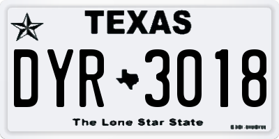 TX license plate DYR3018