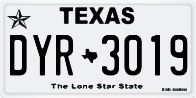 TX license plate DYR3019