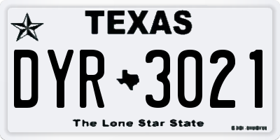 TX license plate DYR3021