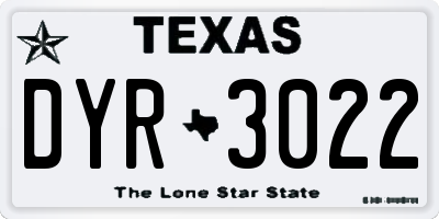 TX license plate DYR3022
