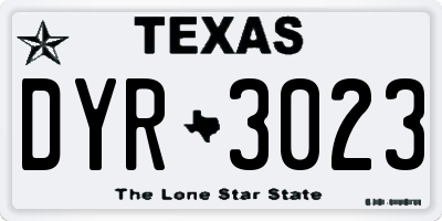 TX license plate DYR3023