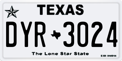 TX license plate DYR3024