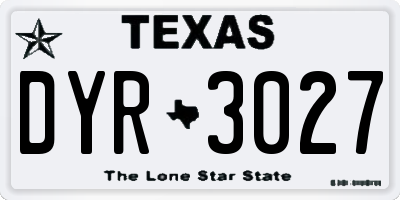 TX license plate DYR3027