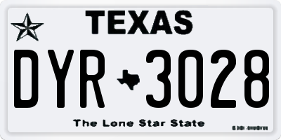 TX license plate DYR3028