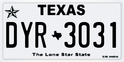 TX license plate DYR3031