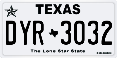 TX license plate DYR3032