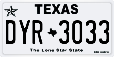 TX license plate DYR3033