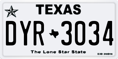 TX license plate DYR3034