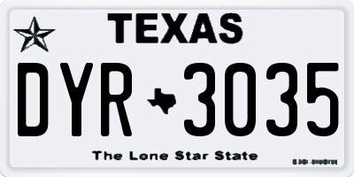 TX license plate DYR3035
