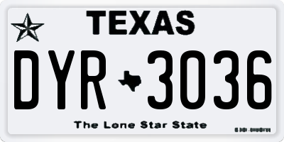 TX license plate DYR3036