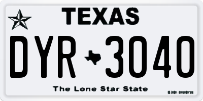 TX license plate DYR3040