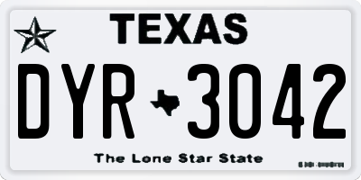 TX license plate DYR3042