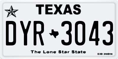 TX license plate DYR3043