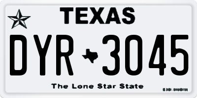 TX license plate DYR3045
