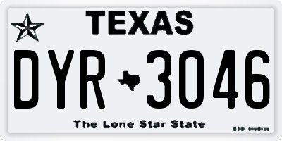 TX license plate DYR3046