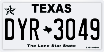 TX license plate DYR3049