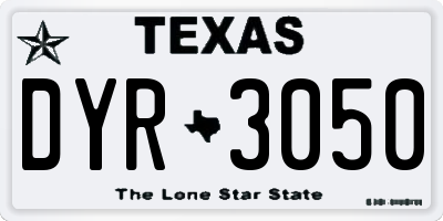 TX license plate DYR3050