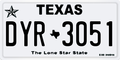 TX license plate DYR3051