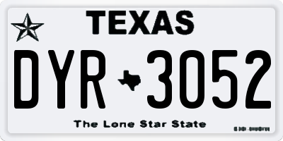 TX license plate DYR3052