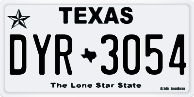 TX license plate DYR3054