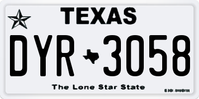 TX license plate DYR3058