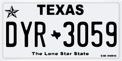 TX license plate DYR3059