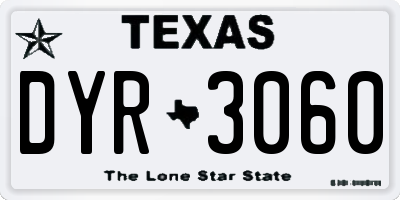 TX license plate DYR3060