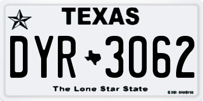 TX license plate DYR3062