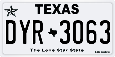 TX license plate DYR3063