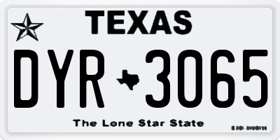 TX license plate DYR3065
