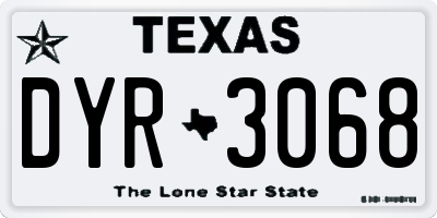 TX license plate DYR3068