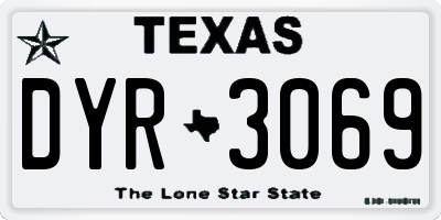 TX license plate DYR3069