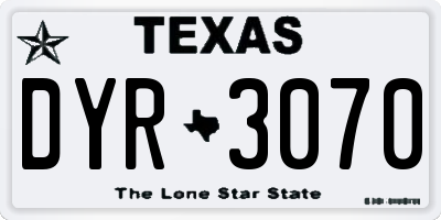 TX license plate DYR3070
