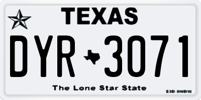 TX license plate DYR3071