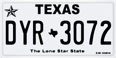 TX license plate DYR3072