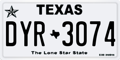 TX license plate DYR3074