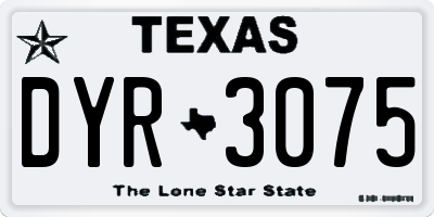 TX license plate DYR3075