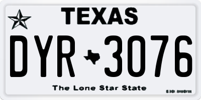 TX license plate DYR3076