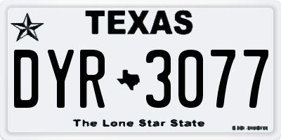 TX license plate DYR3077